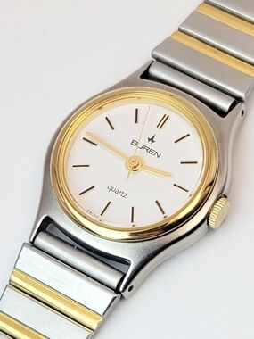 Vintage Buren OW-BU-217340 Swiss Quartz Ladies Watch Two-Tone Gold/Silver